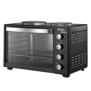 Cuptor electric cu plita Zilan ZLN2935, Negru capacitate mare 45 Litri, 1600W, Timer, Gratar, Tava inclusa,