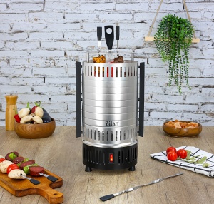Gratar vertical Zilan ZLN5565 argintiu, putere 900W, rotatie automata, 5 bete pentru frigarui - Img 5