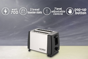 Prajitor de paine Floria ZLN1840 Negru Inox, 700W, 7 nivele de control al temperaturii, buton de oprire - Img 4