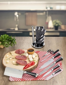 Set cutite 8 piese Zilan ZLN1634, Suport inclus, Otel inoxidabil 3CR13, Compatibil masina de spalat vase - Img 5