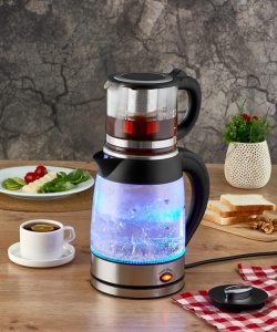Set fierbator electric plus ceainic Zilan ZLN4858 Argintiu, putere 2200W, capacitate 1.8L si 0.8L - Img 4