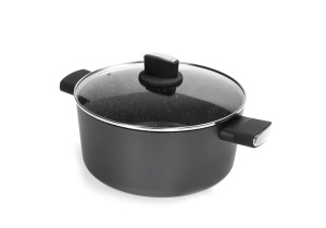 Cratita Zilan ZLN0843 Negru cu invelis din marmura, 5 straturi, 24 cm si manere fine la atingere, 4.6 L - Img 2