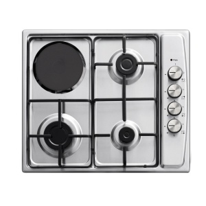 Plita incorporabila Zilan ZLN1918 GPL si Gaz natural 58x50 cm, 3 ochiuri, 1 ochi electric, duze de schimb incluse, aprindere electrica, Inox
