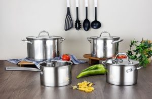 Set vase de gatit din inox Zilan ZLN1344 cu 7 piese, manere nituite, Compatibil gaz, inductie electric, Compatibil masina de spalat vase - Img 4