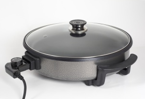 Tigaie electrica rotunda ZİLAN ZLN7870, pizza grill, diametru 38 cm, 1500 W, capac sticla, material non stick - Img 3