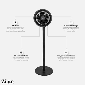 Circulator aer cu picior Zilan ZLN2556 - 65W, grilaj 27cm, inaltime reglabila - Img 6