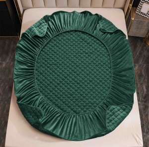 Husa tip topper din catifea + 2 fete de perna, M-CCL-4, 160x200 cm, Verde smarald