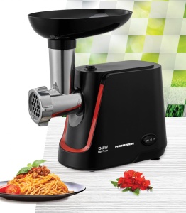 Masina de tocat Heinner MG-1250BK, 1250 W, 1.2 Kg Min, 2 site, reverse, accesorii incluse, Negru
