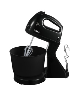 Mixer cu bol Floria ZLN7574 Negru, 7 viteze, Bol plastic 2 Litri, Putere 150W, Negru