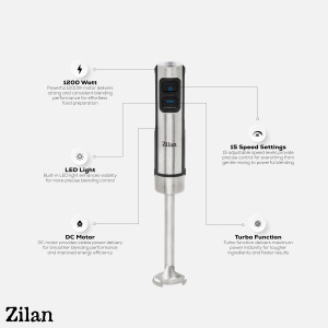 Mixer vertical ZİLAN ZLN3994, 1200W, 15 viteze, functie Turbo, İnox - Img 5