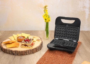 Sandwich-maker ZILAN 5 in 1 ZLN3932, Negru Inox 800 W, 5 tipuri de placi grill, triunghi, sandwich, waffle, nuci, - Img 4
