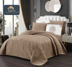 Set cuvertura catifea, 5 piese, XLC-10, 220x240 cm, Maro
