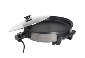 Tigaie electrica rotunda Floria ZLN4957, pizza grill, diametru 36 cm, 1500 W, capac sticla - Img 4