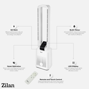 Ventilator turn fara palete ZILAN ZLN1085 - 50W BLDC, 12 viteze, timer 15h, telecomanda - Img 6