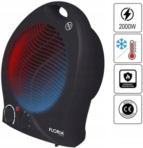 Aeroterma Floria ZLN6172,Negru Putere 2000W, 2 nivele de incalzire+rece, Protectie supraincalzire, Termostat reglabil, - Img 3