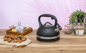 Ceainic din inox cu fluier Zilan ZLN1283, Culoare negru, Compatibil gaz, electric inductie, Capacitate 3L - Img 4