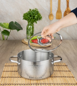 Cratita din inox Zilan ZLN1313, 2.5L, Diametru 20 cm, Manere nituite, Compatibil gaz, inductie electric, Compatibil masina de spalat vase - Img 3
