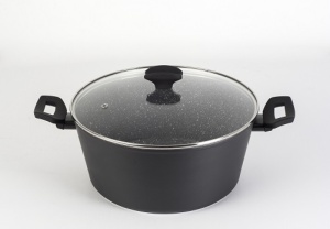 Oala cu capac sticla Zilan ZLN3338, Diametru 28 cm, Inaltime 13 cm, Material aluminiu, Interior granit, Compatibil inductie - Img 2