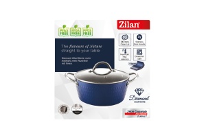 Oala cu capac Zilan ZLN9617 diamond, cu baza de inductie, ceramica si inox, usor de spalat, 24 cm,4L - Img 3