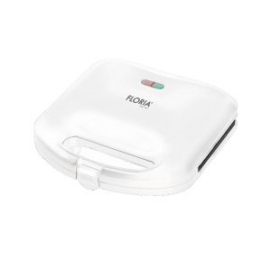 Sandwich Maker Floria ZLN0830 Alb, Putere 750W, Placa de tip grill, Antiaderenta, indicator luminos