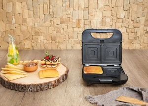 Sandwich-maker ZILAN 5 in 1 ZLN3932, Negru Inox 800 W, 5 tipuri de placi grill, triunghi, sandwich, waffle, nuci, - Img 5