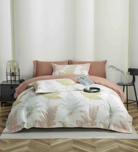Set lenjerie de pat, 6 piese, cu elastic, SC-8, 180x200 cm, Bordo