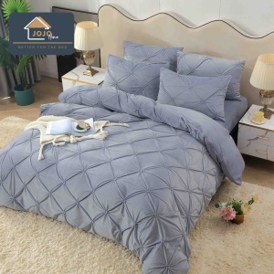 Set lenjerie de pat catifea, 4 piese, cu elastic, PR-7, 180x200 cm, Gri