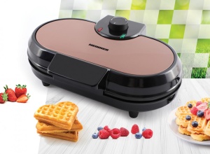 Aparat de facut gofre Heinner Copper Crown HWF-1000CR, 1000W, placi cu invelis antiaderent, Negru aramiu - Img 3