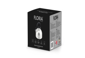 Ceainic din inox cu fluier Floria ZLN1276, Exterior polishat, Compatibil gaz, electric inductie, Capacitate 3L - Img 2
