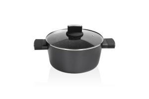 Cratita Zilan ZLN0843 Negru cu invelis din marmura, 5 straturi, 24 cm si manere fine la atingere, 4.6 L - Img 3