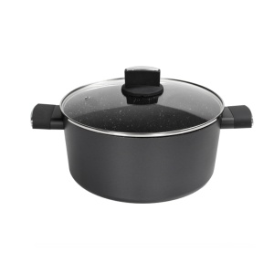 Cratita Zilan ZLN0867 Negru cu invelis din marmura, 5 straturi, 28 cm si manere fine la atingere, 7.1 L