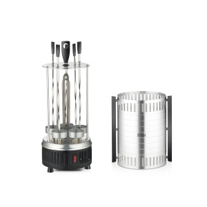Gratar vertical Zilan ZLN5565 argintiu, putere 900W, rotatie automata, 5 bete pentru frigarui - Img 2