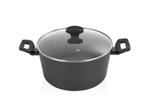 Oala cu capac sticla Zilan ZLN3321, Diametru 24 cm, Inaltime 12 cm, Material aluminiu, Interior granit, Compatibil inductie - Img 2