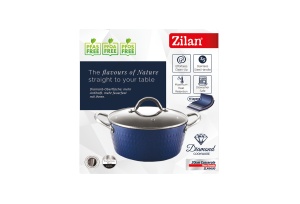 Oala cu capac Zilan ZLN9600 diamond, cu baza de inductie, ceramica si inox, usor de spalat, 20 cm,2.1L - Img 3
