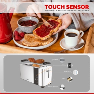 Prajitor de paine Zilan ZLN6234 Argintiun, ecran digital si tactil, putere 1400W, inox - Img 3