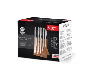 Set cutite 6 piese Zilan ZLN1641, Suport inclus din bambus, Cutite din otel inoxidabil 3CR13, Compatibil masina de spalat vase - Img 3