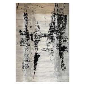Covor Modern Abstract Gri Antracit, Fir Scurt 10 mm, Living si Dormitor, Antic 8275B