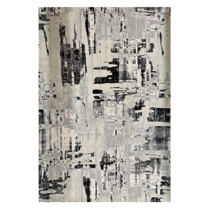 Covor Modern Abstract Gri Antracit, Fir Scurt 10 mm, Living si Dormitor, Antic 6339D