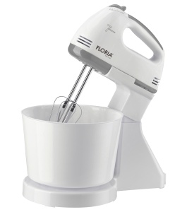 Mixer cu bol Floria ZLN7577 ALB, 7 viteze, Bol plastic 2 Litri, Putere 150W, ALB