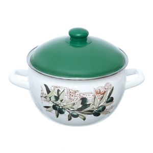 Set 3 oale emailate cu capac Arian, cantitate 3,8 litri, 4,8 litri, 6,2 litri, Verde - Img 3