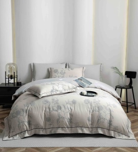 Set lenjerie de pat, 6 piese, cu elastic, SC-14, 180x200 cm, Crem