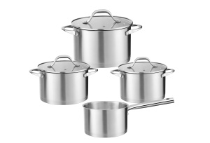 Set vase de gatit din inox Zilan ZLN1344 cu 7 piese, manere nituite, Compatibil gaz, inductie electric, Compatibil masina de spalat vase
