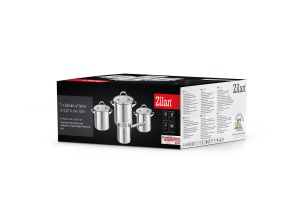 Set vase de gatit din inox Zilan ZLN1344 cu 7 piese, manere nituite, Compatibil gaz, inductie electric, Compatibil masina de spalat vase - Img 2