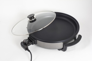 Tigaie electrica rotunda ZİLAN ZLN7870, pizza grill, diametru 38 cm, 1500 W, capac sticla, material non stick - Img 5