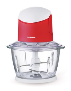 Tocator de legume Heinner HMC-K500WHR, bol sticla 1L, 2 cutite din inox, 500W, culoare alb rosu