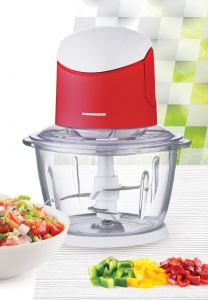 Tocator de legume Heinner HMC-K500WHR, bol sticla 1L, 2 cutite din inox, 500W, culoare alb rosu - Img 2