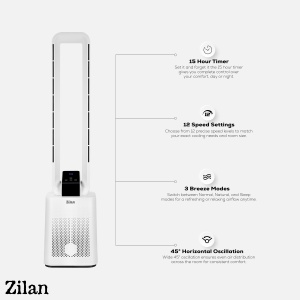 Ventilator turn fara palete ZILAN ZLN1085 - 50W BLDC, 12 viteze, timer 15h, telecomanda - Img 7