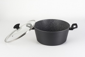 Oala cu capac sticla Zilan ZLN3338, Diametru 28 cm, Inaltime 13 cm, Material aluminiu, Interior granit, Compatibil inductie - Img 3