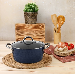 Oala cu capac Zilan ZLN9617 diamond, cu baza de inductie, ceramica si inox, usor de spalat, 24 cm,4L - Img 4
