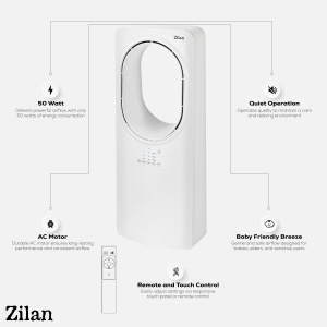 Ventilator fara palete ZILAN ZLN1078 - 50W, 3 viteze, 3 moduri, timer 15h, telecomanda - Img 6